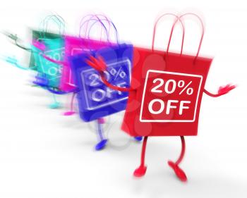 Twenty Percent Off On Colored Bags Showing Bargains