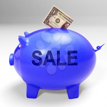 Sale Piggy Bank Showing Price Cut And Discounted Products