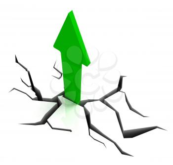 Green Upward Arrow Showing Breakthrough Profit Achievement