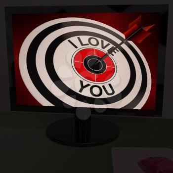I Love You On Dartboard Shows Valentines Day Or Romance