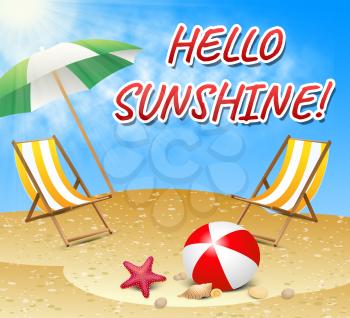 Hello Sunshine Indicating Coasts Summer And Seafront