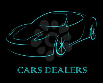 Car Dealers Showing Business Organisation And Vehicles