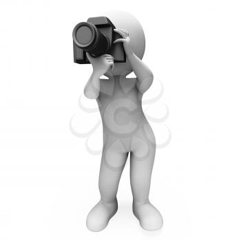 Digital Photo Character Showing Photographic Dslr And Photography