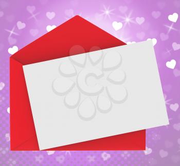 Red Envelope With Note card Showing Romance Dating And Love