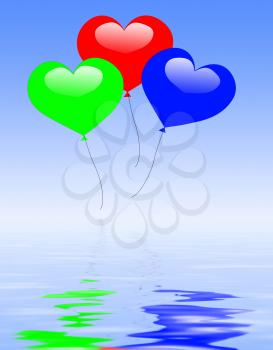Colourful Heart Balloons Displaying Wedding Feast Or Engagement Party