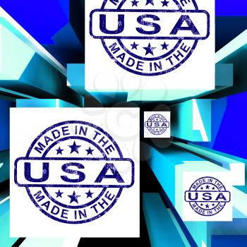 Made In The USA On Cubes Shows American Manufacture Or Production