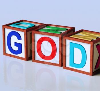 God Blocks Showing Spirituality Religion And Believers