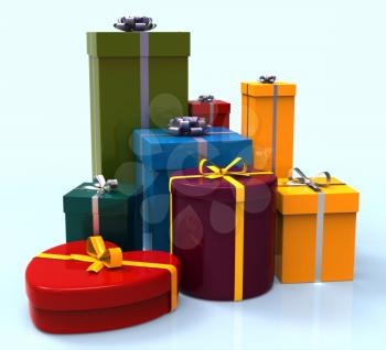 Giftboxes Celebration Showing Wrapped Greeting And Parties