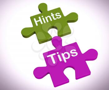 Hints Tips Puzzle Showing Suggestions And Assistance