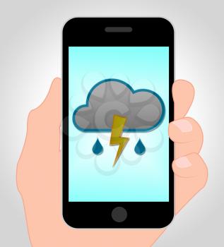 Thunder Forecast Online Indicating Mobile Phone And Thundery