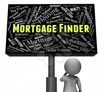Mortgage Finder Indicating Real Estate And Property
