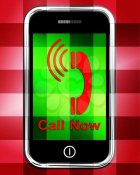 Call Now On Phone Displaying Talk or Chat