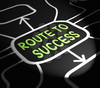 Route To Success Arrows Showing Path For Achievement