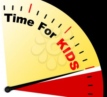 Time For Kiids Message Showing Playtime Or Starting Family