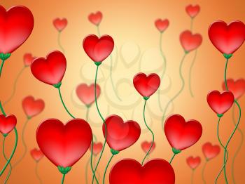 Red Hearts Background Showing Valentine Day And Love