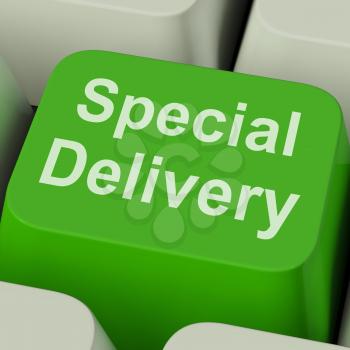 Special Delivery Key Showing Secure And Important Shipping
