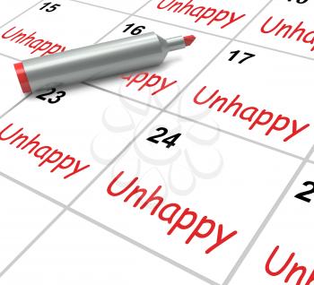 Unhappy Calendar Meaning Problems Stress Or Sadness