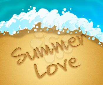 Summer Love Indicating Lover Seashore And Beach