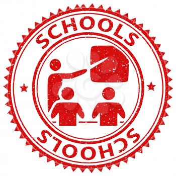 Schools Stamp Indicating University Educating And Courses