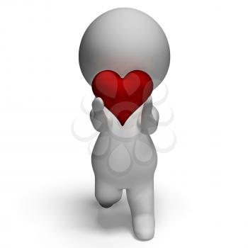 3d Character Holding Heart Showing Love And Valentines