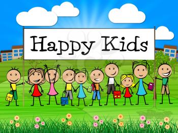 Happy Kids Banner Representing Positive Fun And Children
