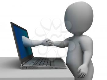 Shaking Hands Through Computer Shows Online Deal Contract