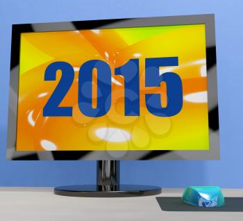 Two Thousand And Fifteen On Monitor Showing Year 2015