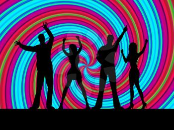 Dancing Silhouette Showing Disco Music And Dancer