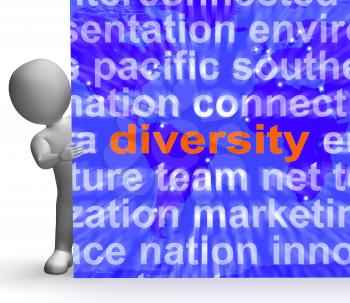 Diversity Word Cloud Sign Showing Multicultural Diverse Culture