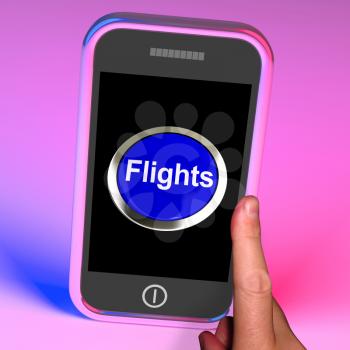 Flights Button On Mobile Showing Overseas Vacation Or Holiday