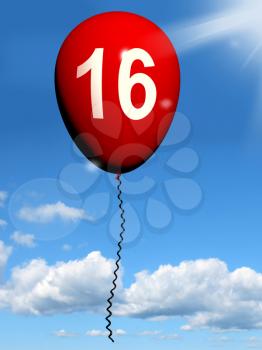 16 Balloon Showing Sweet Sixteen Birthday Party