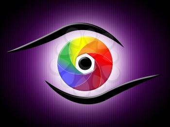 Eye Aperture Representing Colour Splash And Optics