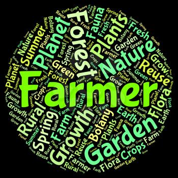 Farmer Word Representing Farms Cultivates And Cultivate