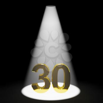 Gold 30th 3d Number Representing Anniversarys Or Birthdays