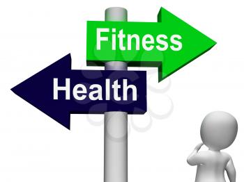 Fitness Health Signpost Showing Healthy Lifestyle