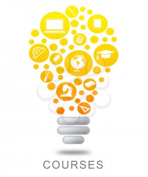 Courses Lightbulb Representing Power Source And School