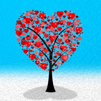 Tree Hearts Indicating Valentines Day And Affection