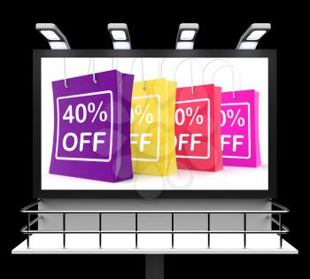 Forty Percent Off Shopping Bags Showing Reduction