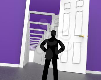 Man Silhouette Indicating Door Frames And Doorway