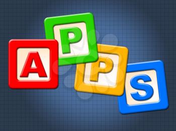 Apps Kids Blocks Representing Application Software And Youngster