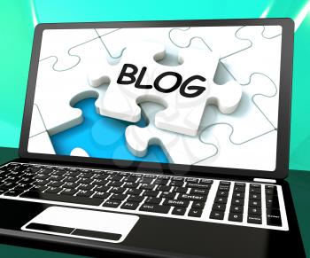 Blog On Laptop Showing Online Web Blogging Or Weblog Website