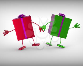 Presents Meaning Receiving And Unwrapping Xmas Or Birthday Gift