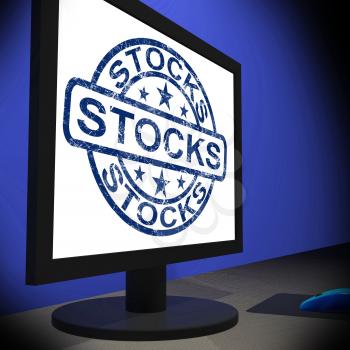 Stocks Screen Showing Shares Growth And Stock Market