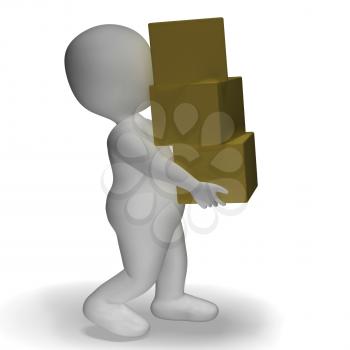 Delivery By 3d Character Shows Packages Postal