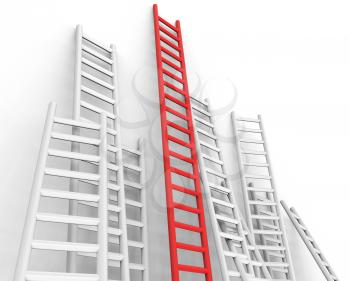 Obstacle Ladders Indicating Conquering Adversity And Step