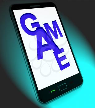 Game On Mobile Showing Online Gaming Or Gambling