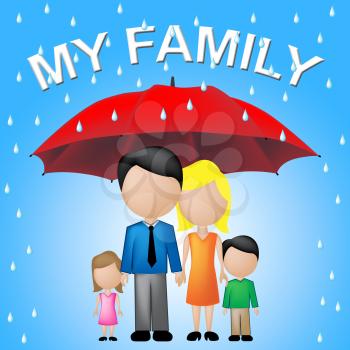 My Family Meaning Children Myself And Parasol