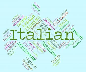 Italian Language Indicating Translator International And Wordcloud