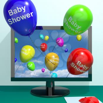 Baby Shower Balloons From Computer As Birth Party Invitations
