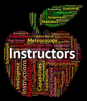 Instructors Word Showing Give Lessons And Tutor